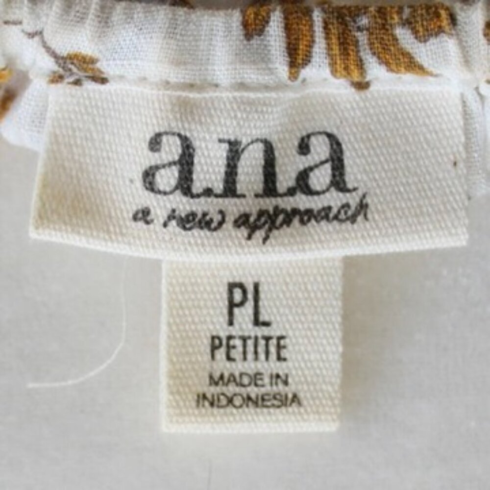 ANA White Cream Over The Shoulder Smocked Puff Sleeve Top Blouse Size Large P - Picture 4 of 5